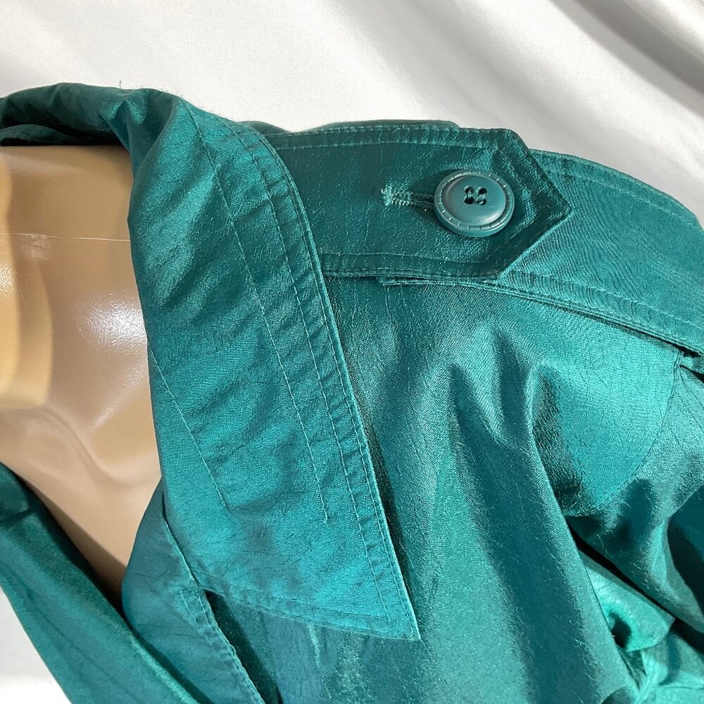 Vintage London Fog Sz 8 Trench in 80s Colors Teal & Purple Womens Coat Retro - Picture 10 of 16